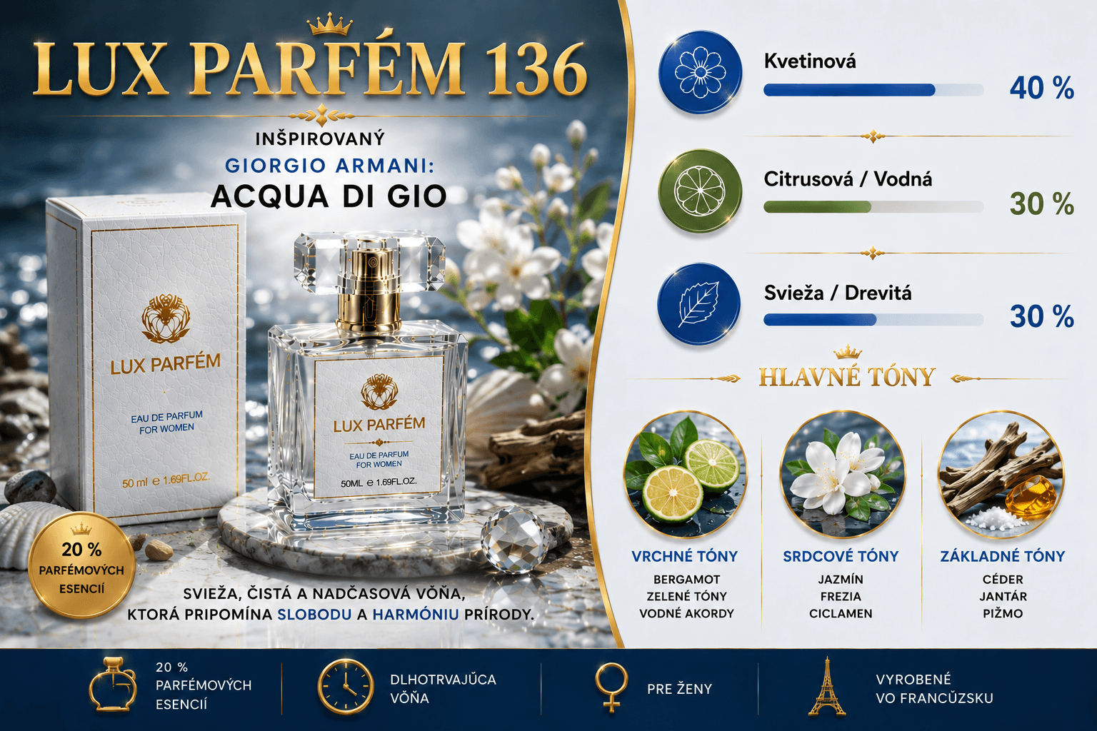Lux Parfém 136 – Inšpirovaný Giorgio Armani: Acqua di Gio